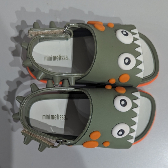 Mini Melissa Monster Sandals - Green and Orange - size 9 usa - Picture 2 of 10